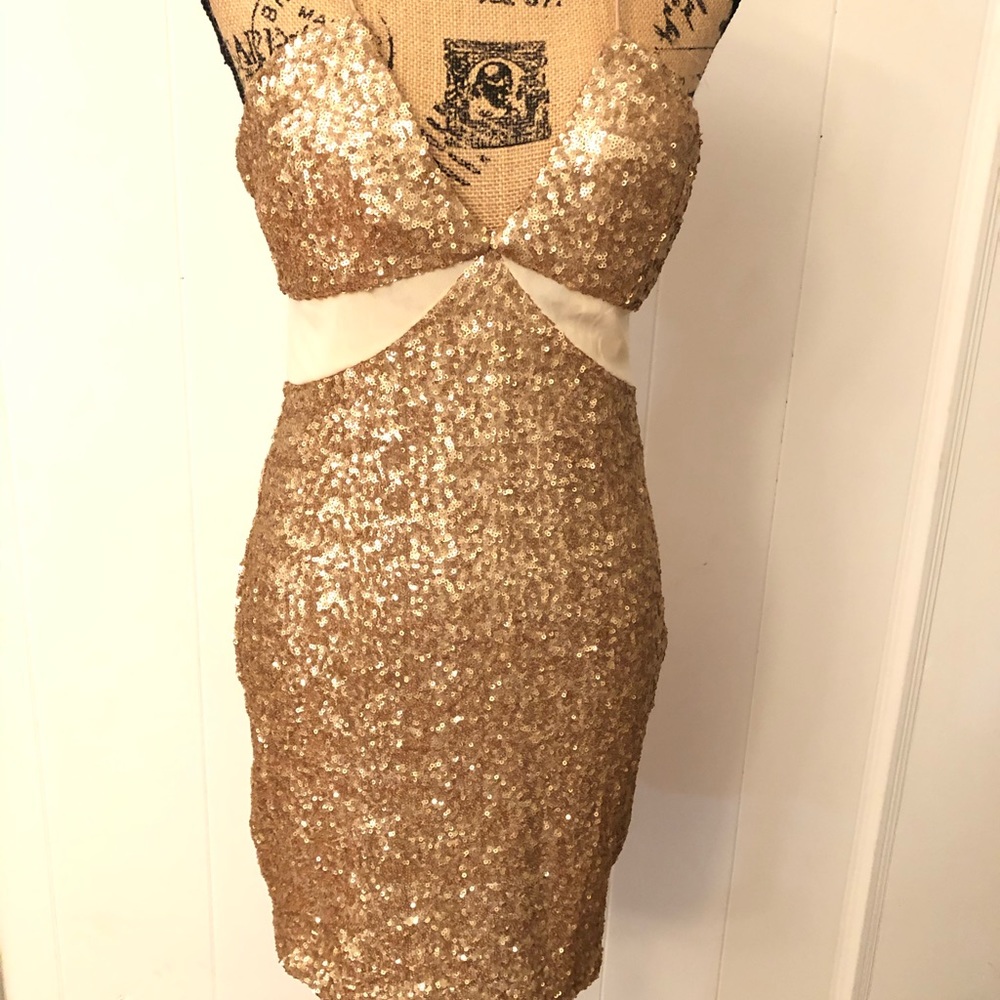 Gold Sequin Strap Dress